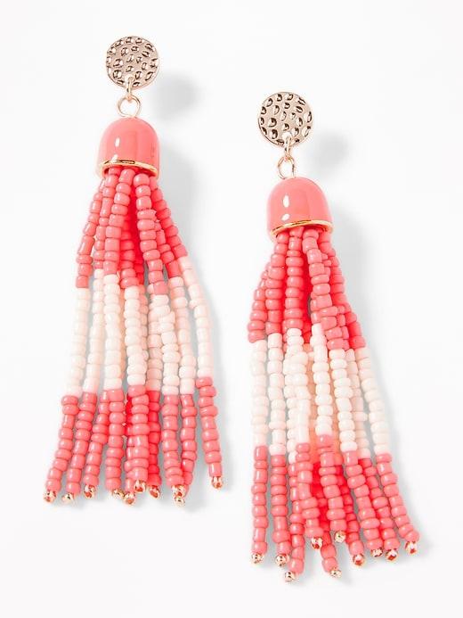 Old Navy Womens Beaded-tassel Drop Earrings For Women Pink Multi Size One Size