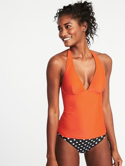 Old Navy Womens Wrap-halter Tankini Top For Women Orange You Glad Size M