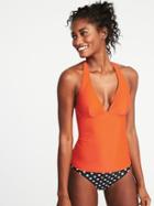Old Navy Womens Wrap-halter Tankini Top For Women Orange You Glad Size M