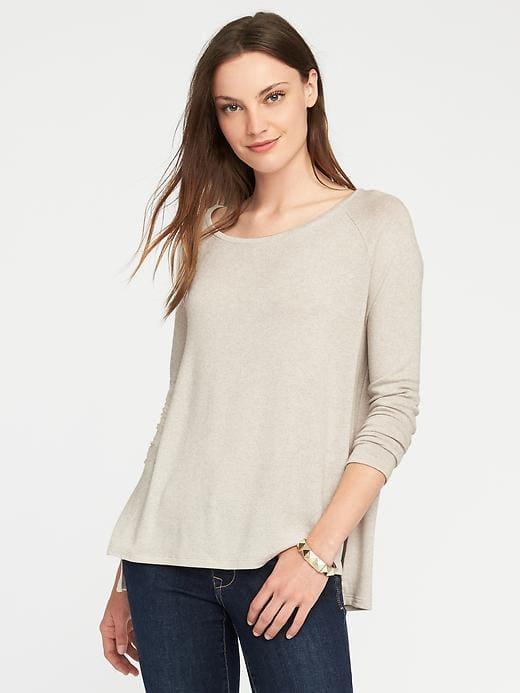 Old Navy Loose Soft Spun Scoop Neck Tee For Women - Oatmeal