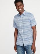 Slim-fit Textured Dobby-stripe Shirt For Men