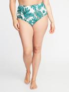 Old Navy Womens High-rise Smooth & Slim Plus-size Swim Bottoms Green Palm Leaf Size 2x