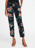 Old Navy Womens Mid-rise Floral Harper Ankle Pants For Women Black Floral Size 14