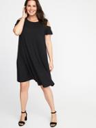 Old Navy Womens Plus-size Cold-shoulder Swing Dress Black Size 4x