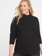 Old Navy Womens Mock-neck Plus-size Rib-knit Top Black Size 1x
