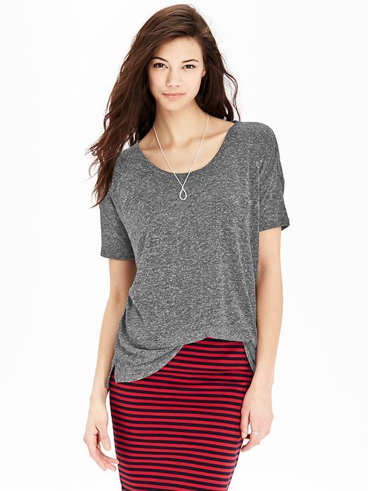 Old Navy Womens Linen Blend Boyfriend Tees Size L Tall - Dark Charcoal Gray