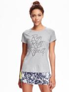 Old Navy Go Dry Performance Short Sleeve Graphic Top For Women - Heather Grey