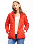 Old Navy Quilted Hooded Jacket For Women - Red Buttons