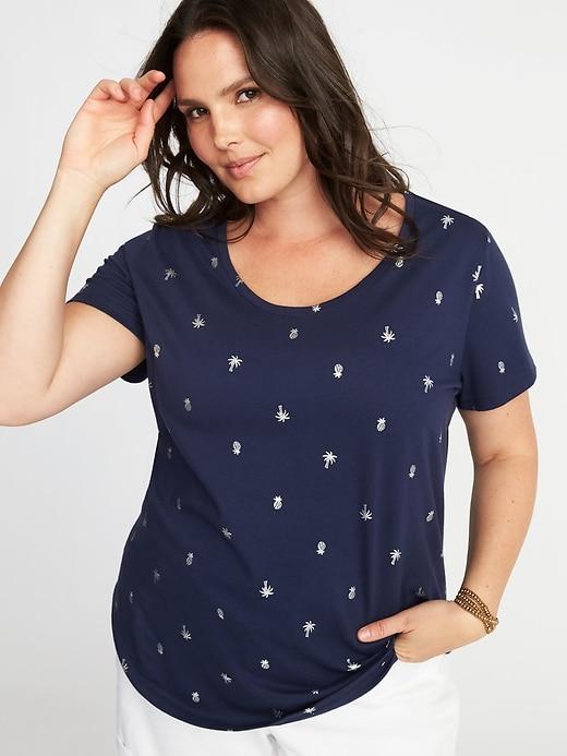 Old Navy Womens Everywear Plus-size Graphic Scoop-neck Tee Pineapple & Palms Size 4x