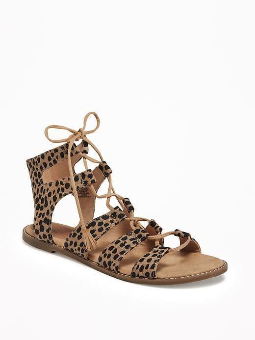 Old Navy Patterned Gladiator Sandals For Women - Leopard
