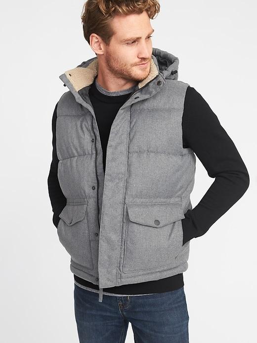 Old Navy Mens Detachable-hood Frost Free Vest For Men Gray Size M