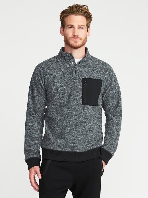 Old Navy Micro Fleece Raglan Sleeve Pullover For Men - Heather Gray