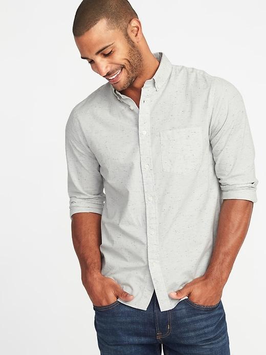 Old Navy Mens Regular-fit Built-in Flex Everyday Shirt For Men Heather Gray Size Xxxl