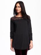 Old Navy Relaxed Tulip Hem Lace Top For Women - Black