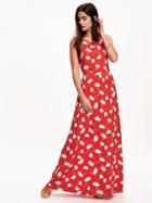 Old Navy Sleeveless Jersey Maxi Dress For Women - Red Print