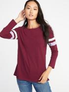 Old Navy Womens Relaxed Mariner-stripe Tee For Women Winter Wine Size M