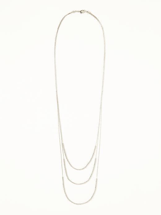 Old Navy Layered Bead Necklace For Women - Silver
