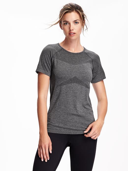 Old Navy Go Dry Fitted Short Sleeve Seamless Top For Women - Black