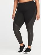 High-rise Plus-size Shimmer-panel Compression Leggings