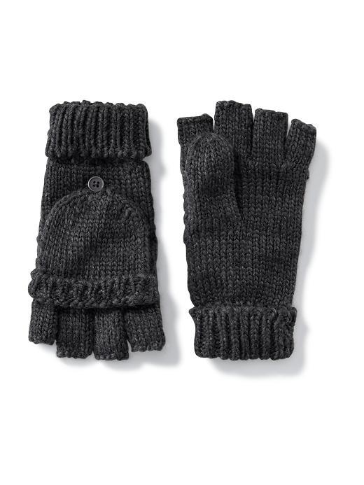 Old Navy Honeycomb Knit Convertible Gloves For Women - Charcoal Heather
