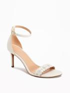 Old Navy Scallop Strap Heeled Sandals For Women - Bone