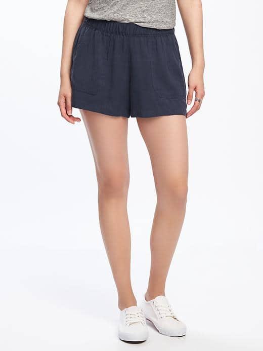 Old Navy Mid Rise Soft Pull On Utility Shorts For Women 4 - Darkest Hour
