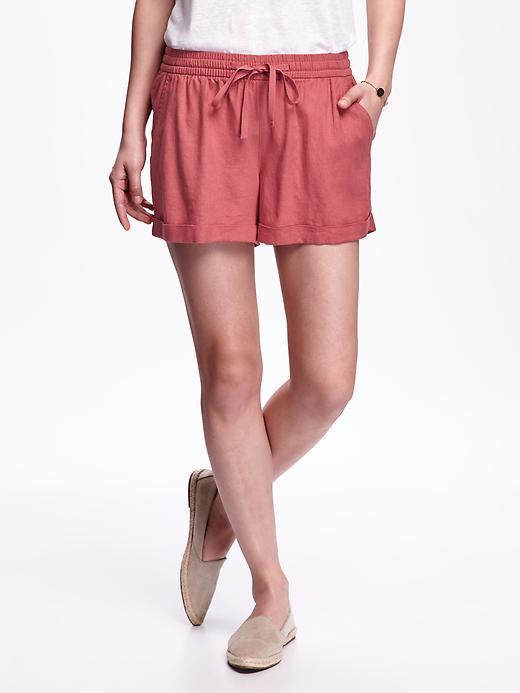 Old Navy Linen Tie Waist Shorts For Women 3 1/2 - Gooseberry Red