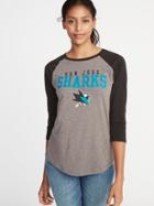 Old Navy Womens Nhl Team-graphic Raglan Tee For Women San Jose Sharks Size L