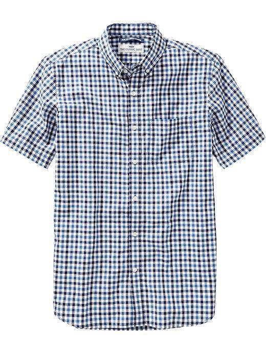 Mens Slim Fit Patterned Shirts Size Xxl Big - Blue Gingham