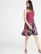 Old Navy Womens Fit & Flare Cami Dress For Women Raspberry Floral Size S