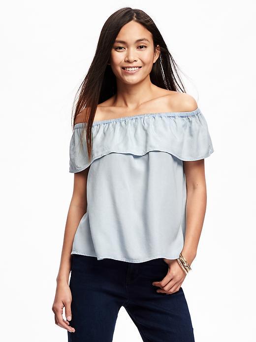 Old Navy Off Shoulder Tencel Top For Women - Baby Blue