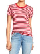 Old Navy Womens Perfect Crew Neck Tees - Red Stripe