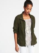 Old Navy Womens Linen-blend Field Jacket For Women Olive Size Xs
