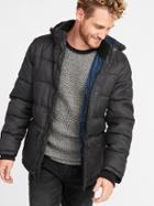 Old Navy Mens Quilted Detachable-hood Heritage Jacket For Men Gray Houndstooth Size Xl