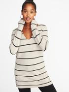Old Navy Womens Textured V-neck Tunic Sweater For Women Neutral Stripe Size M