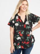 Old Navy Womens Georgette Plus-size Cocoon Top Black Floral Size 1x