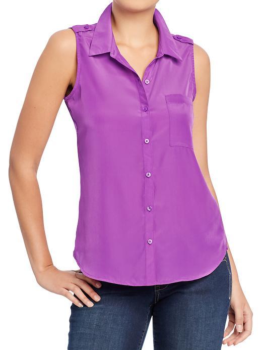 Old Navy Womens Sleeveless Buttoned Chiffon Tops