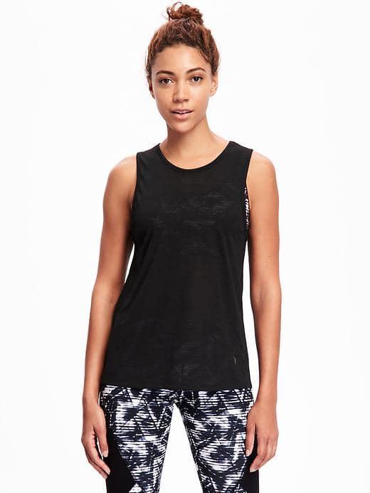Old Navy Go Dry Open Back Training Tank For Women - Black