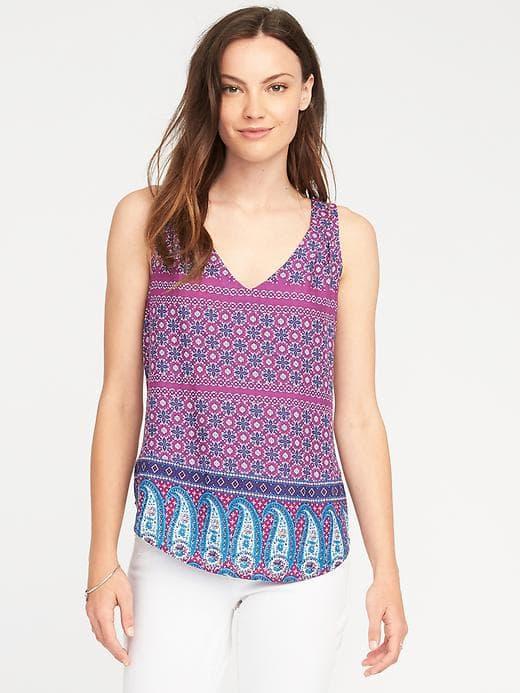 Old Navy Relaxed Sleeveless V Neck Top For Women - Purple Print