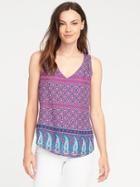 Old Navy Relaxed Sleeveless V Neck Top For Women - Purple Print