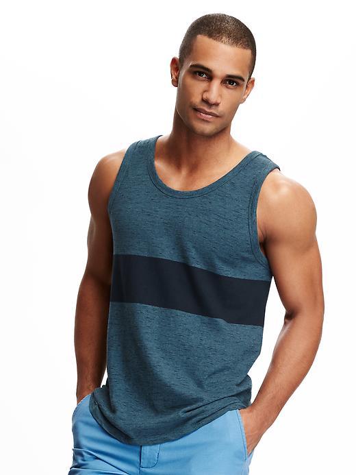 Old Navy Space Dye Colorblock Tank For Men - Blue Stripe