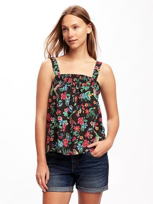 Old Navy Smocked Swing Tank For Women - Black Birds