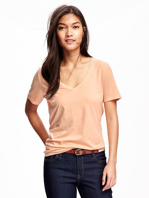 Old Navy Relaxed V Neck Tee - Creamy Peach