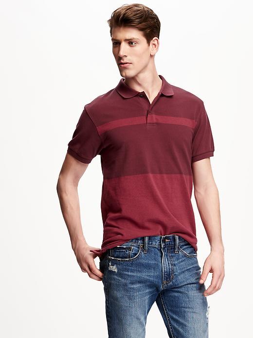 Old Navy Color Block Pique Polo For Men - Ron Burgundy