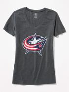 Old Navy Womens Nhl Team V-neck Tee For Women Columbus Blue Jackets Size Xs