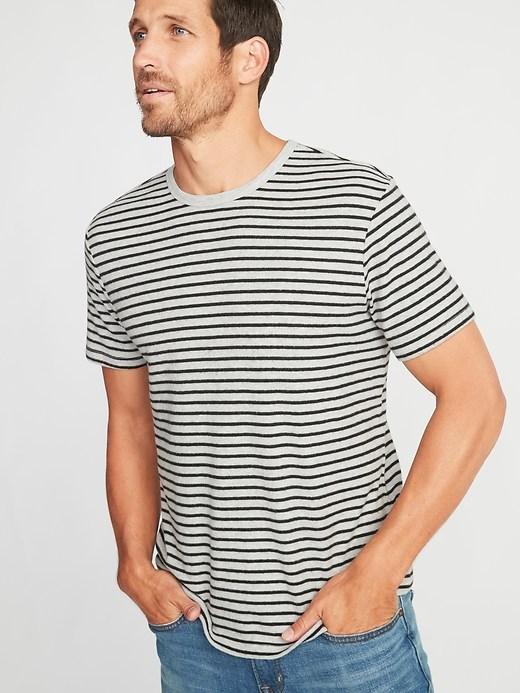 Old Navy Mens Striped Plush-knit Tee For Men Light Gray Heather Size Xxxl