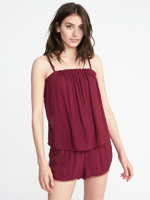 Old Navy Womens Crinkle-gauze Sleep Top For Women Golly Gee Garnet Size S