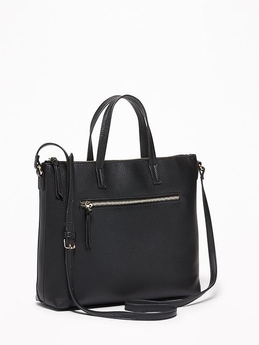 Old Navy Womens Zip-top Faux-leather Crossbody Bag For Women Black Size One Size