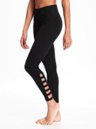 Old Navy Go Dry Cool Mid Rise Lattice Work Yoga Tights For Women - Black