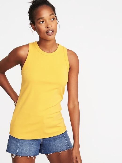 Old Navy Womens Slim-fit High-neck Sleeveless Tee For Women Mustard Size Xl